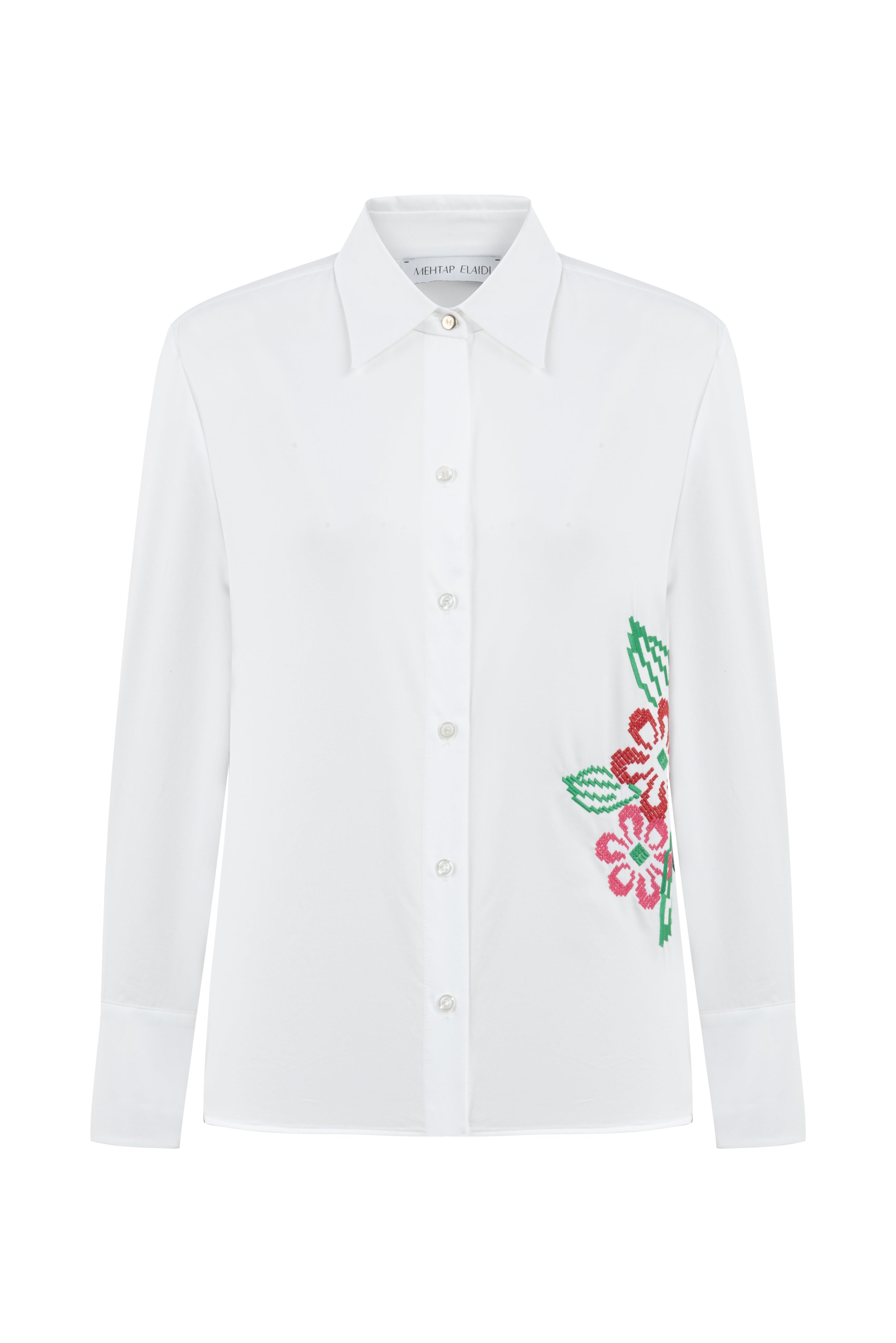 EMBROIDERY DETAILED CLASSIC WHITE SAKURA SHIRT