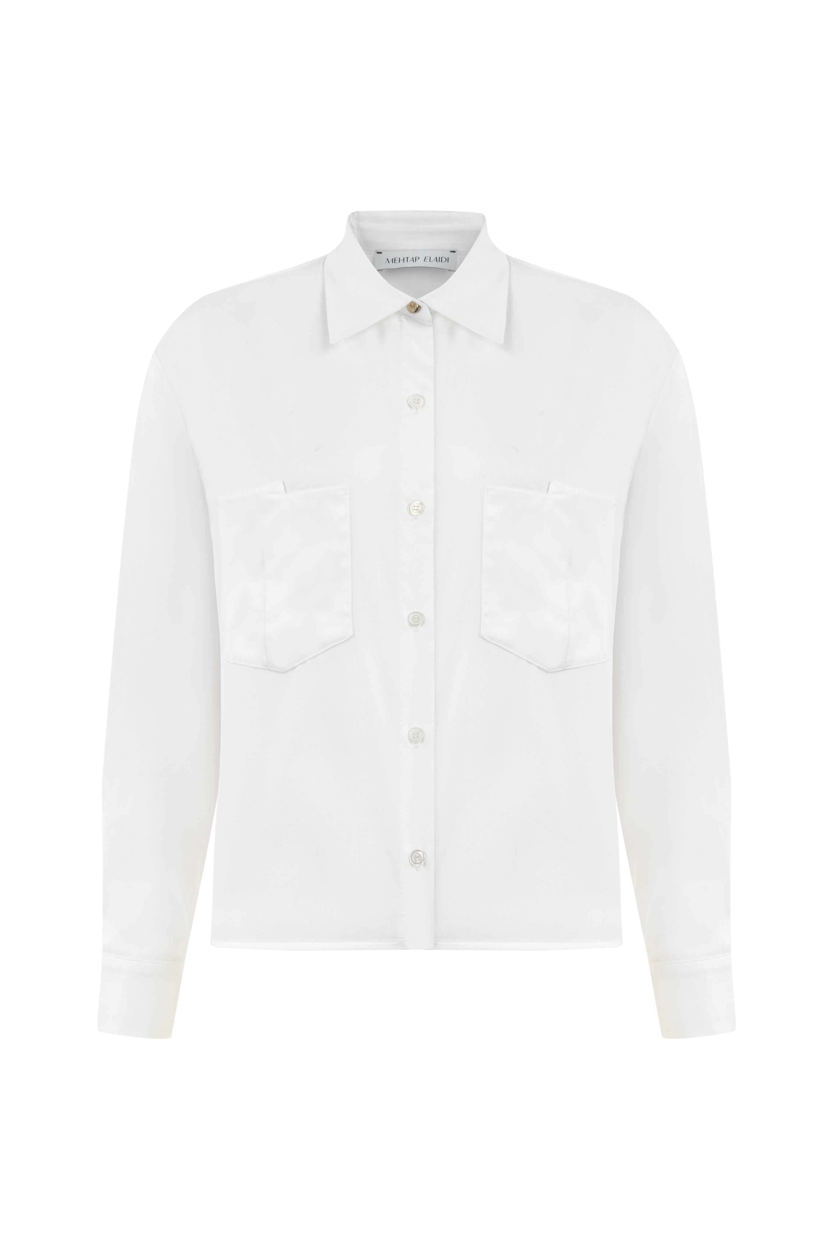 PAPATYA WHITE SHIRT WITH PLEATED POCKET DETAIL