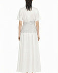 WHITE DRESS WITH BLUE STRIPED CORSET