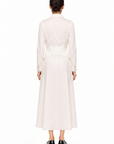 BELT DETAILED LONG SLEEVE WHITE DRESS