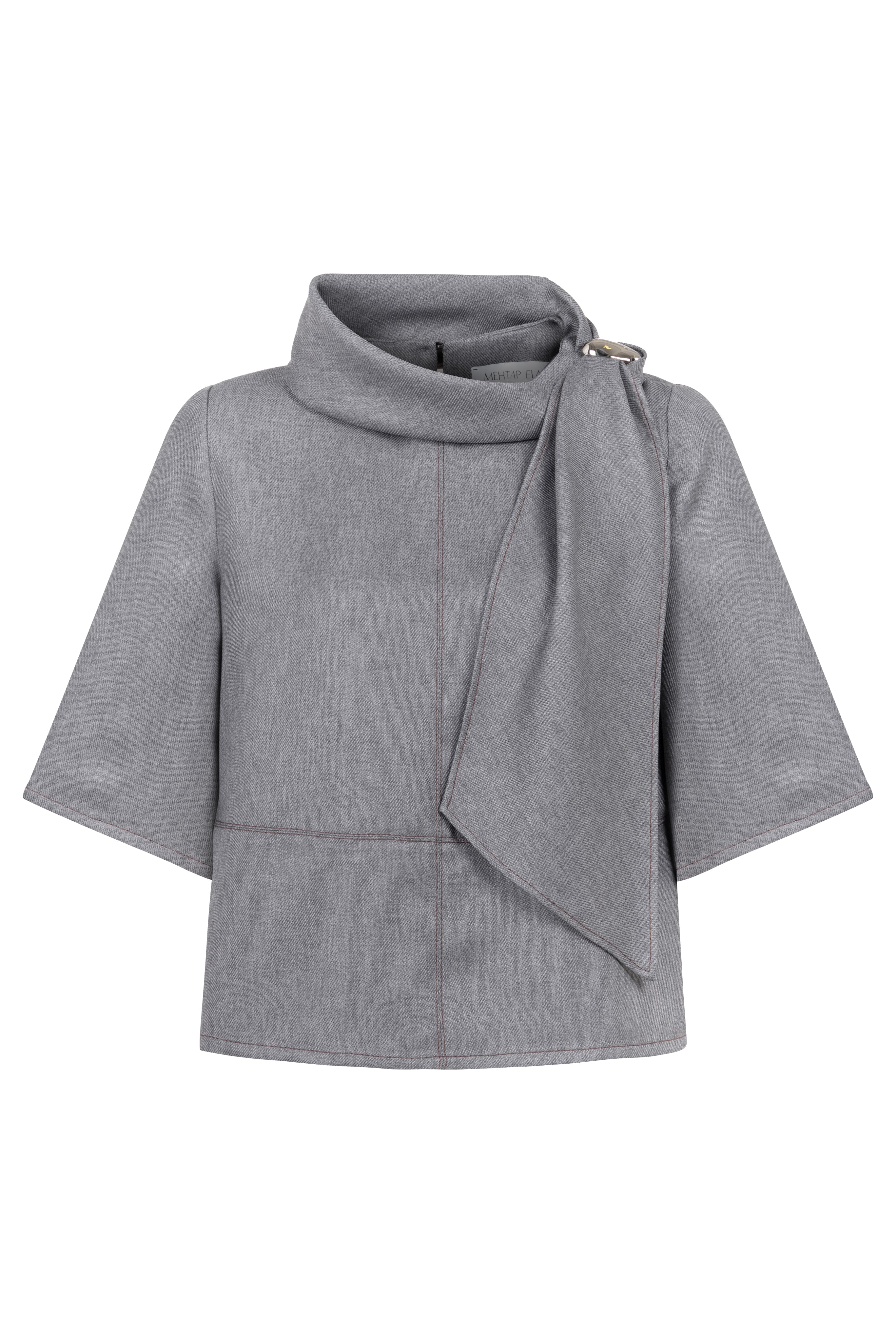 LİLYUM GREY BLOUSE WITH BUCKLE DETAIL
