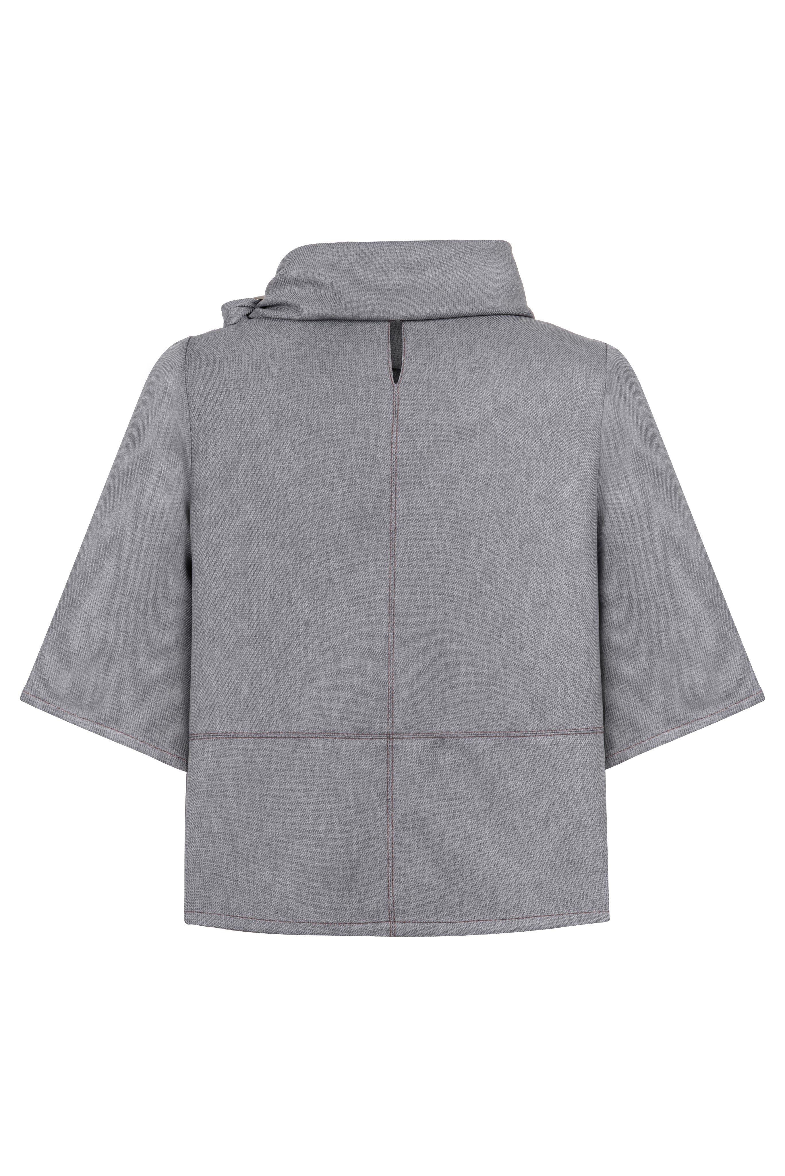 LİLYUM GREY BLOUSE WITH BUCKLE DETAIL