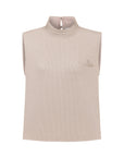 BEIGE STRIPED LALE BLOUSE WITH DRAPED NECKLINE