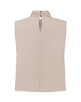 BEIGE STRIPED LALE BLOUSE WITH DRAPED NECKLINE
