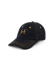 NAVY DENIM CAP WITH BLUE STRIPED BANDANA