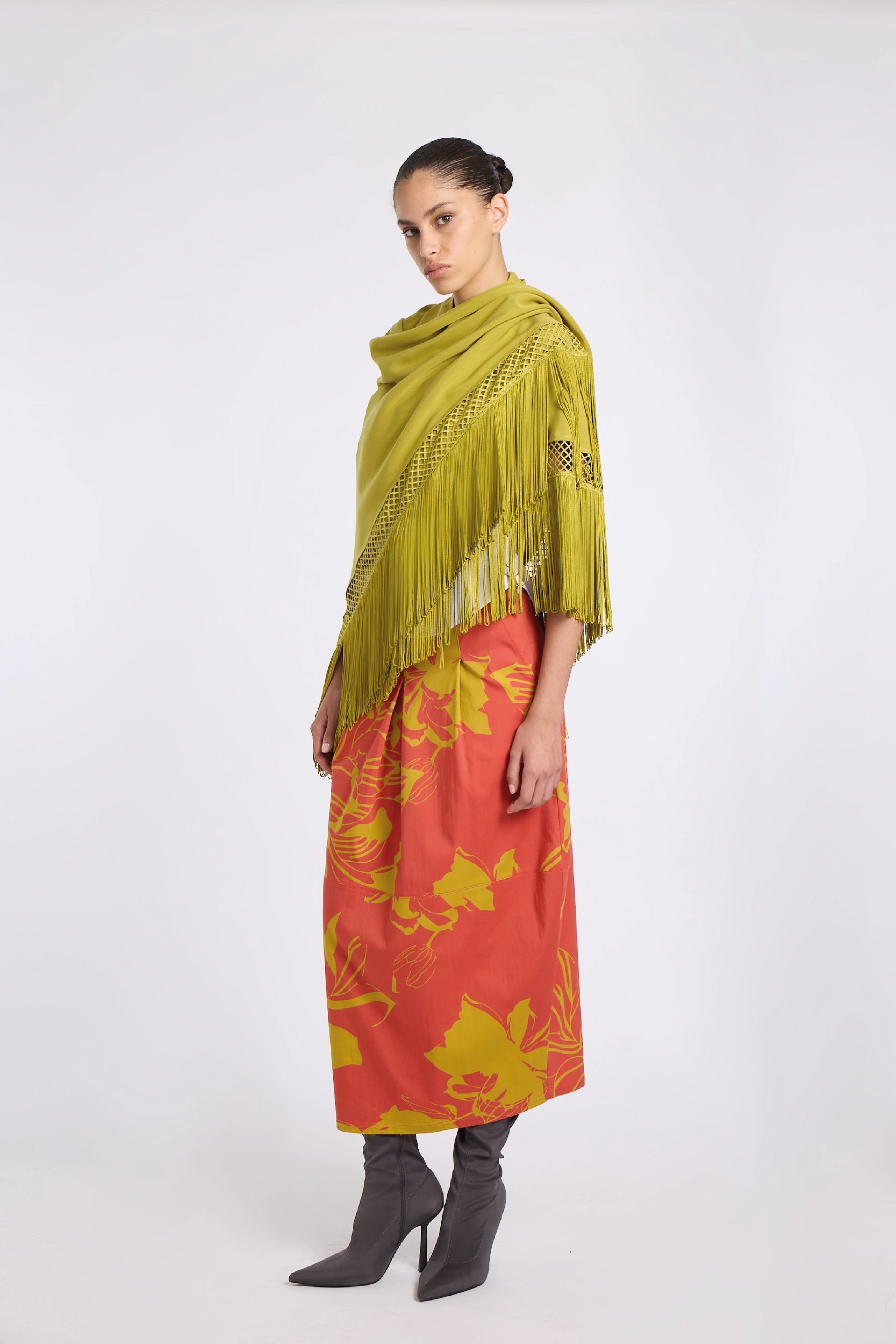 OLIVE FRINGED SHAWL