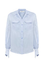 SATIN BLUE POLKA DOT FREZYA SHIRT
