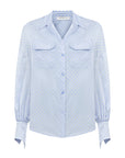 SATIN BLUE POLKA DOT FREZYA SHIRT