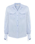 SATIN BLUE POLKA DOT FREZYA SHIRT