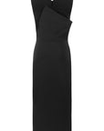 BLACK SLEEVELESS DRAPED DRESS