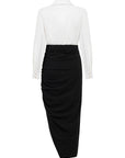 BLACK AND WHITE DRAPED DRESS