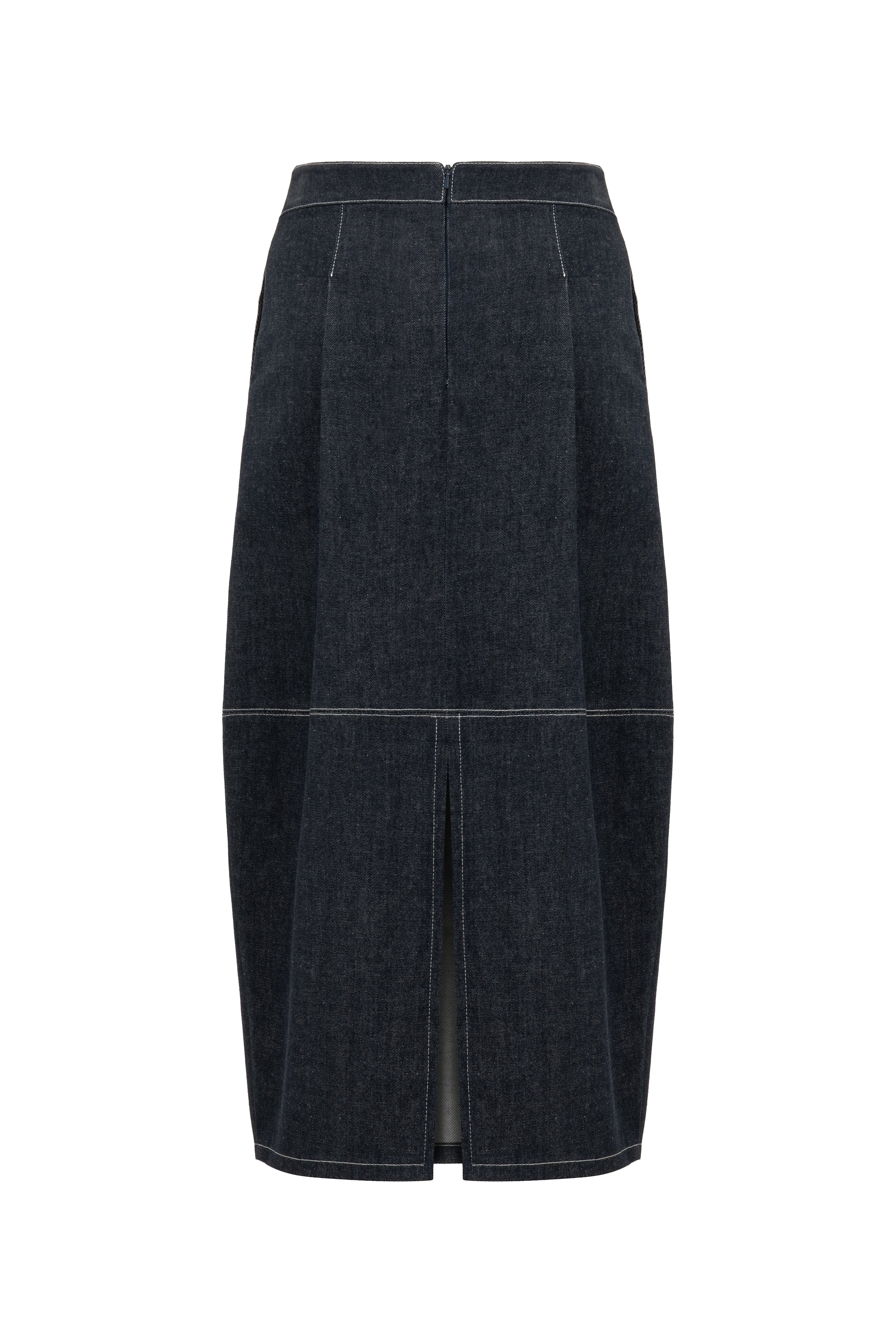 NAVY DENIM CONIC SKIRT