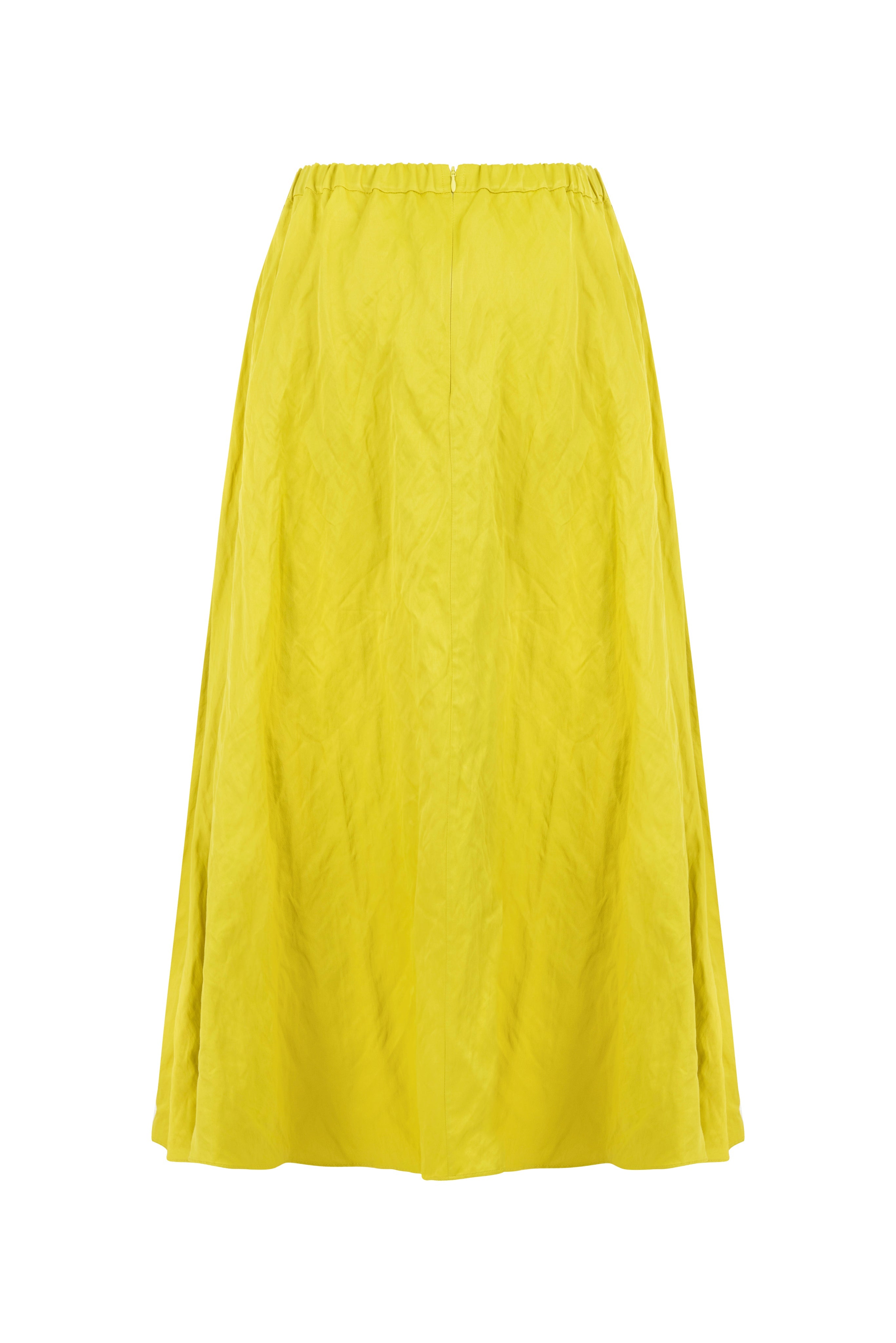 OLIVE SKIRT WITH PLEATS AND ELASTICATED WAISTBAND