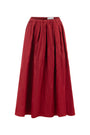 BURGUNDY SKIRT WITH PLEATS AND ELASTICATED WAISTBAND