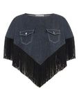 FRINGED DETAILED DENIM SALKIM BLOUSE