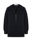 BLACK PETUNYA SHIRT WITH BEADED ZIP DETAIL