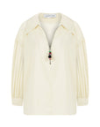 BUTTER YELLOW PETUNYA SHIRT WITH BEADED ZIP DETAIL