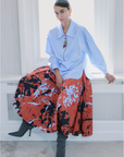 FLORAL PATTERN SKIRT WITH PLEATS