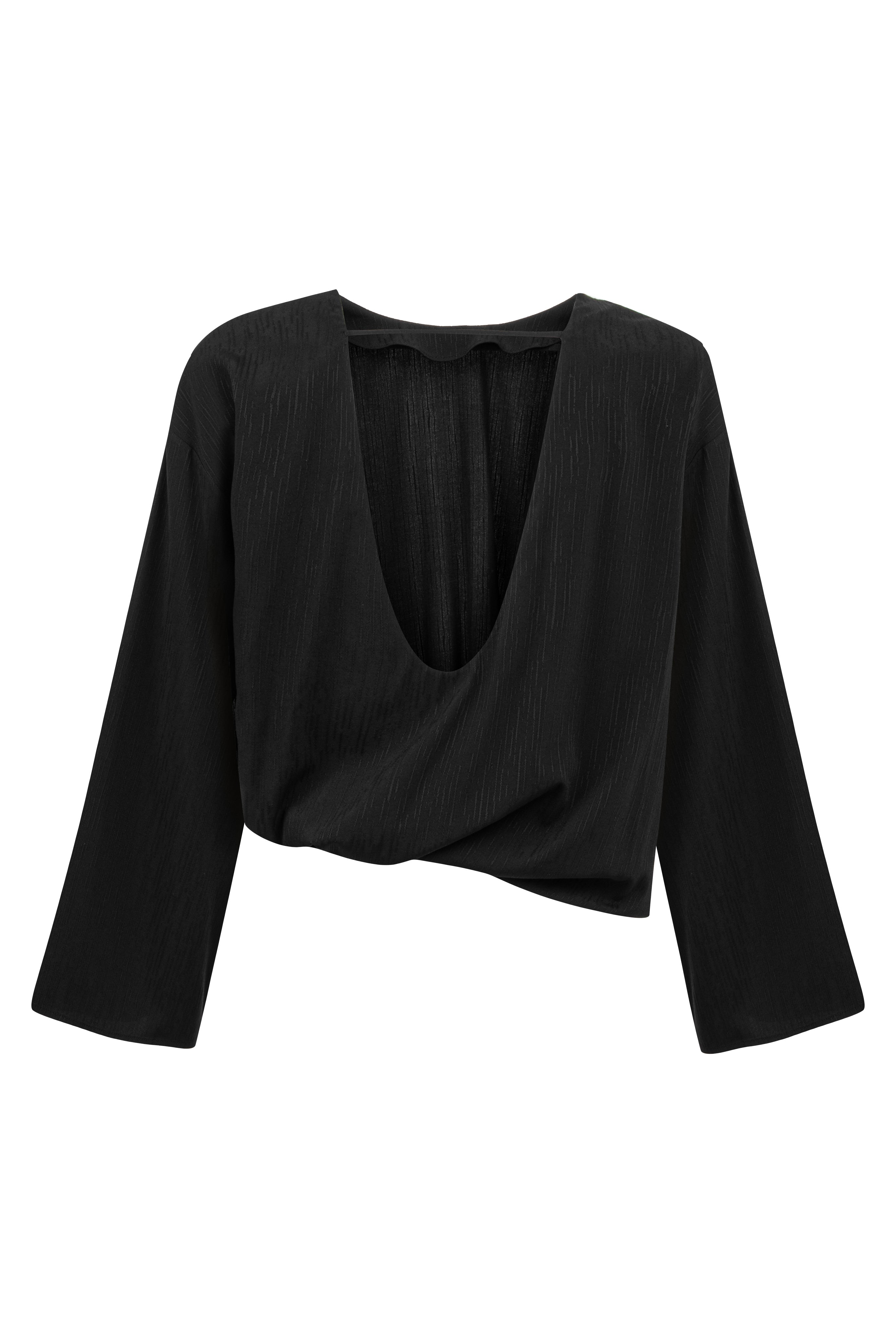 ASMA OPEN-BACK BLACK BLOUSE