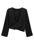 ASMA OPEN-BACK BLACK BLOUSE