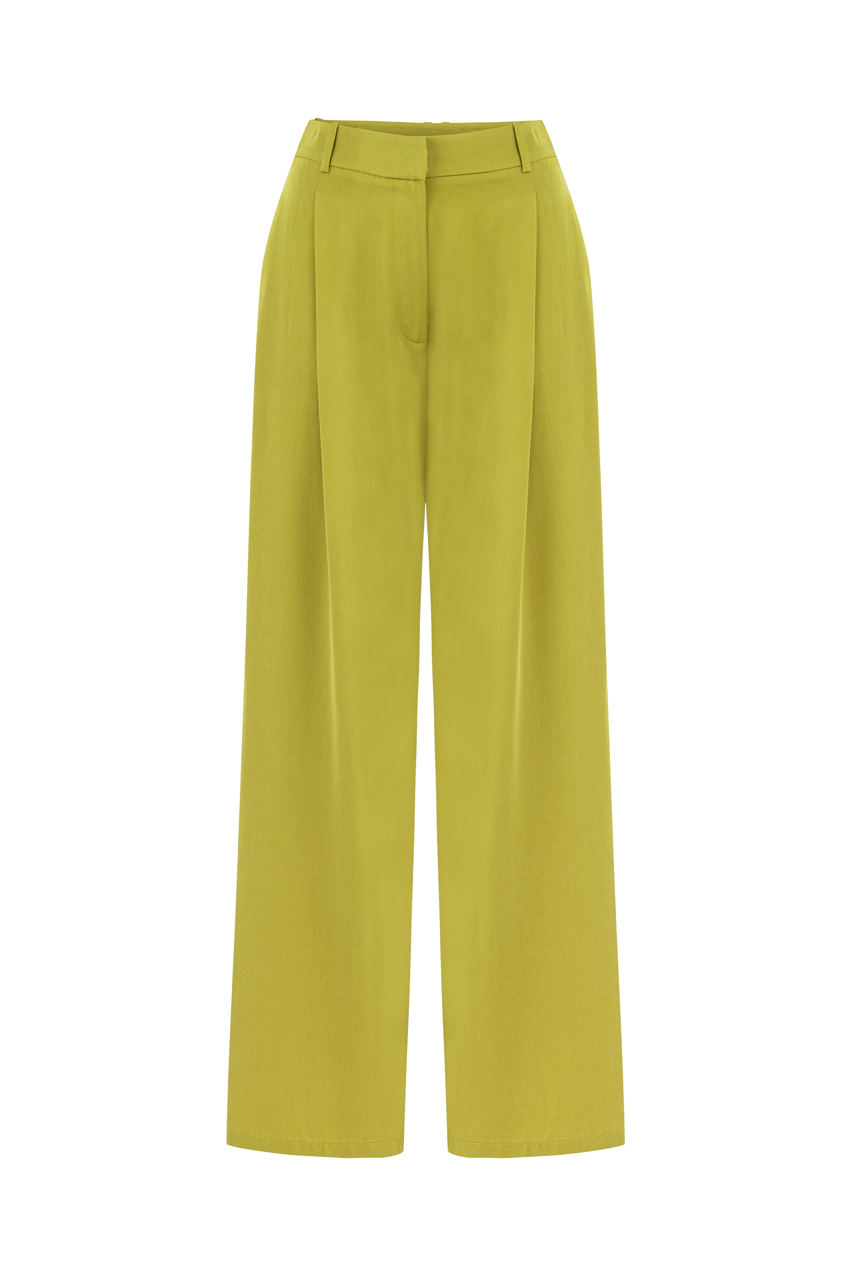 CLASSIC OLIVE PLEATED PANTS