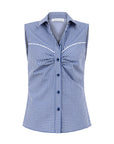 GINGHAM LIPARI BLOUSE WITH TOPSTICHING DETAIL