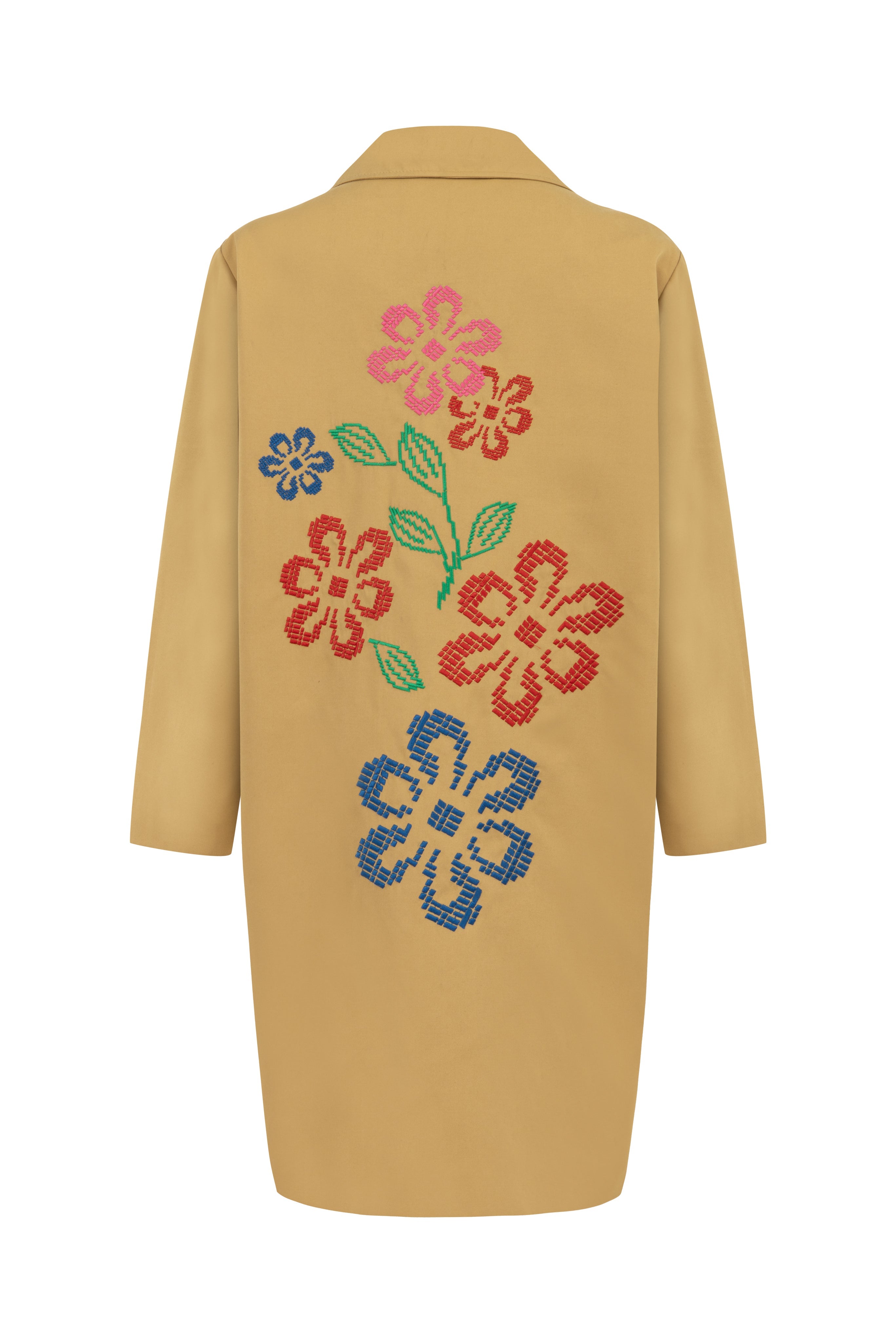 TRENCH COAT WITH FLOWER EMBROIDERY