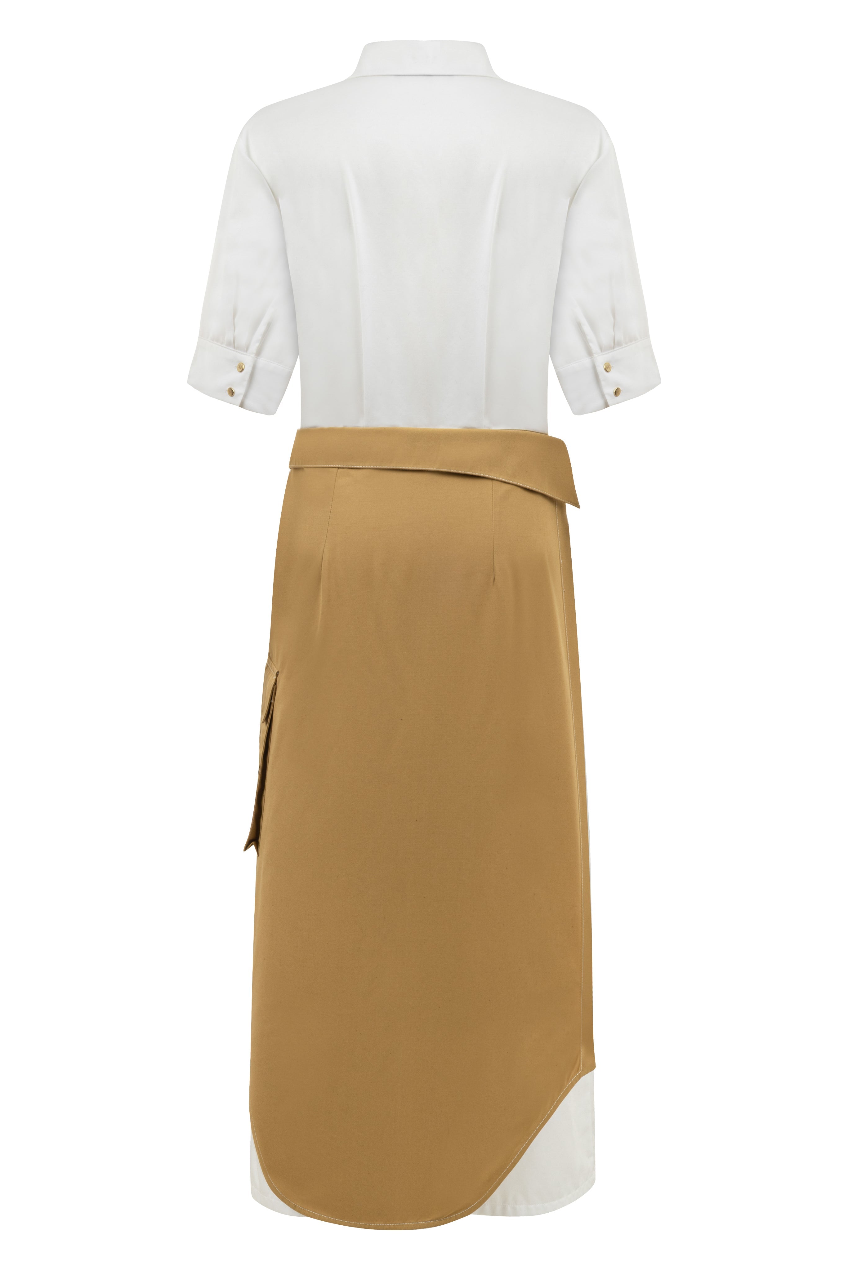 CAMEL TRENCH SKIRT DETAILED DRESS