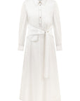 BELT DETAILED WHITE LONG SLEEVE DRESS