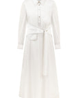 BELT DETAILED LONG SLEEVE WHITE DRESS
