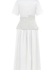 WHITE DRESS WITH BLUE STRIPED CORSET