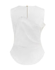WHITE ZAMBAK BLOUSE WITH PLEATED WAIST