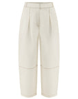 WHITE GABARDINE CONIC PANTS