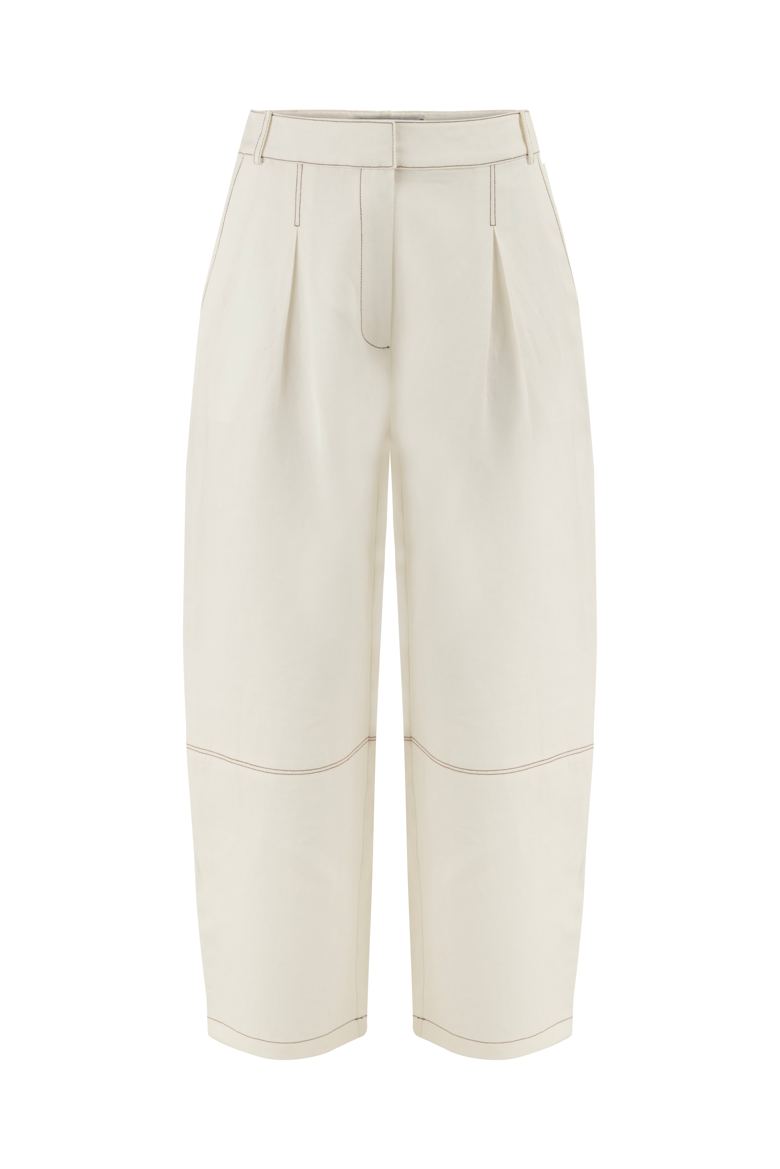 WHITE DENIM CONIC PANTS