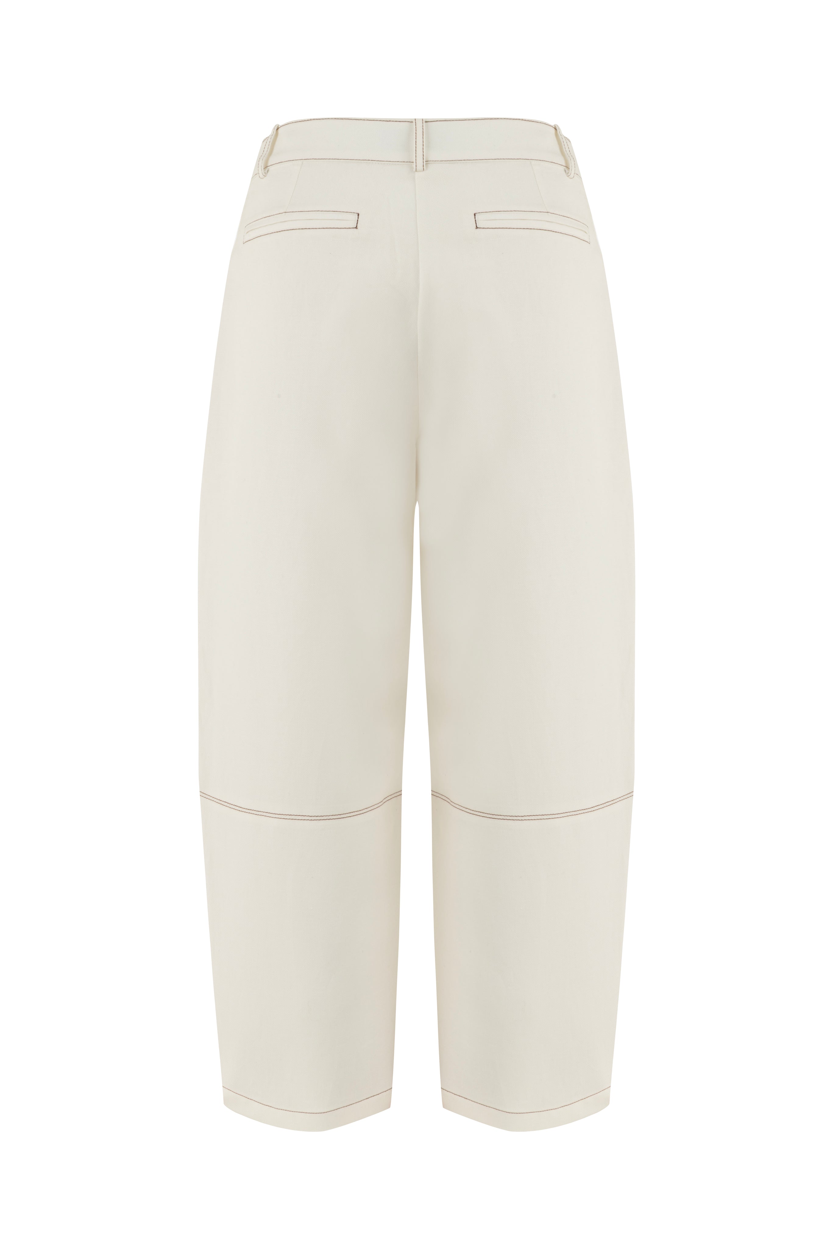 WHITE DENIM CONIC PANTS