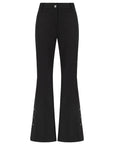 FLARED BLACK PANTS WITH BUTTON DETAIL