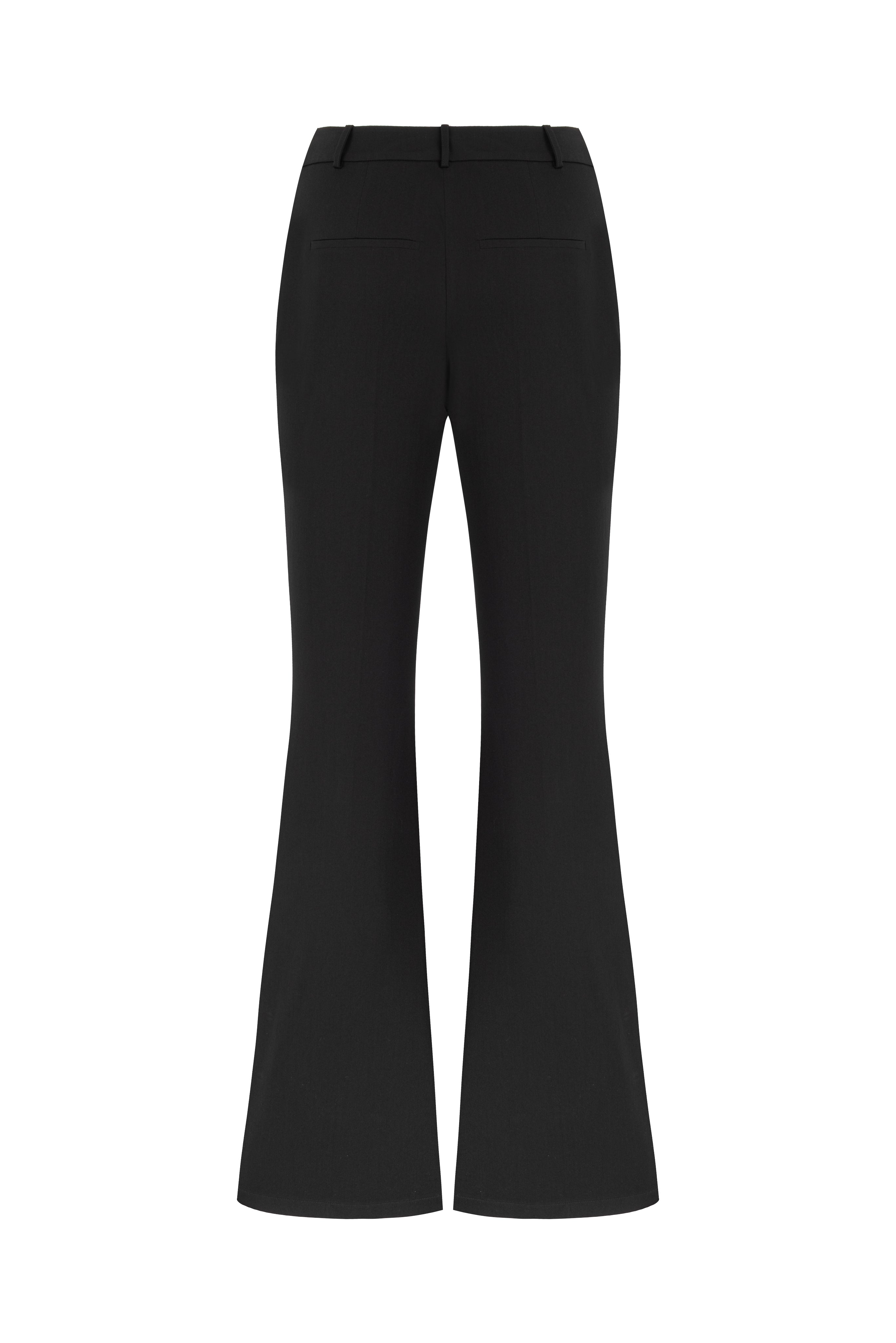 BLACK FLARED PANTS WITH BUTTON DETAIL