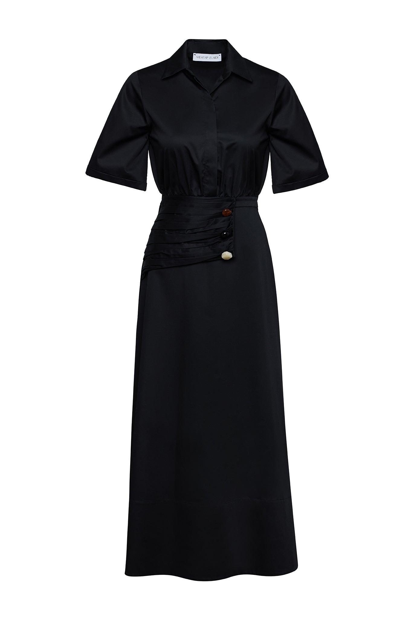 BLACK SHIRTDRESS WITH BEADED CORSET