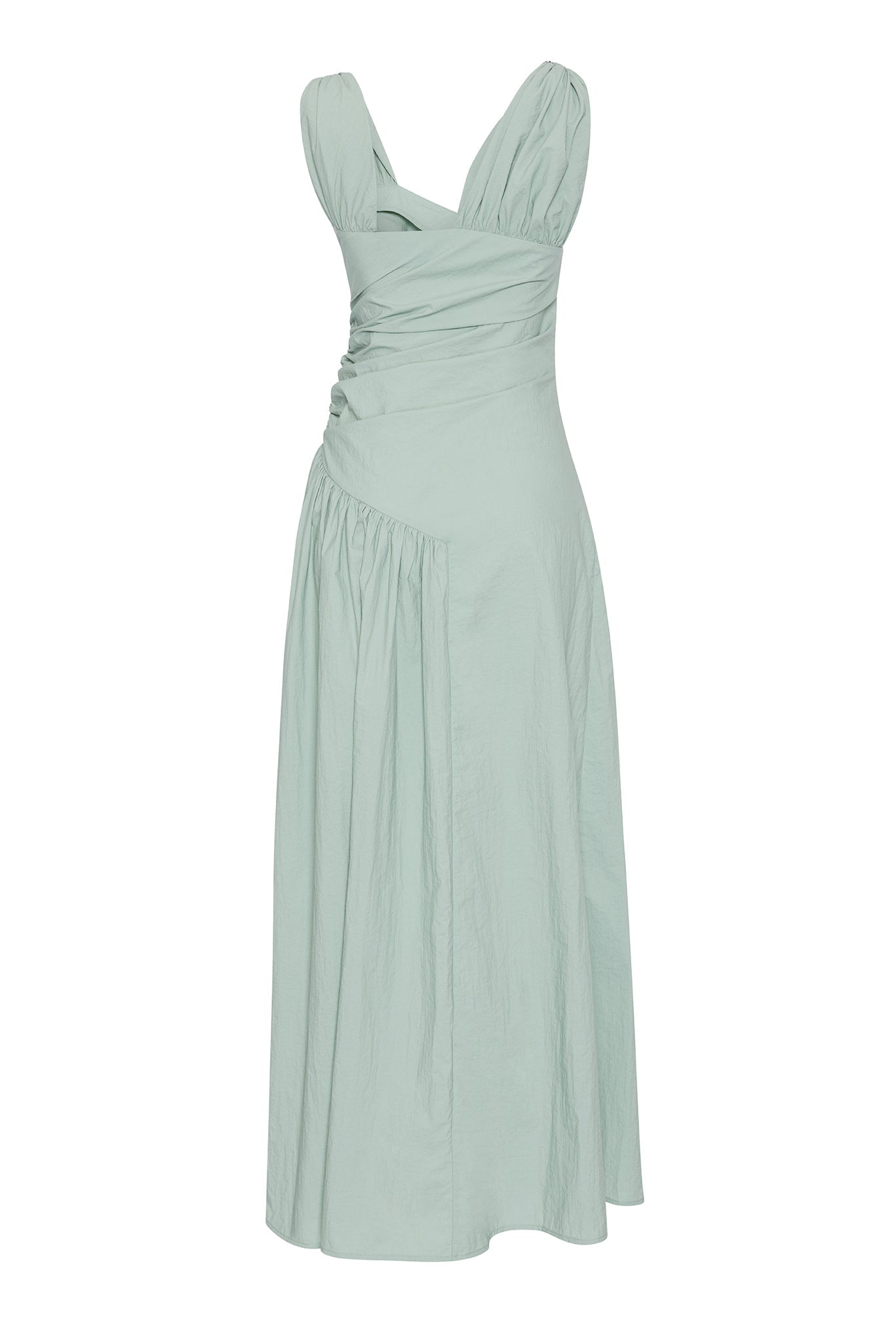 DRESS WITH A GOLD ACCESSORY AND GATHERING DETAILS
