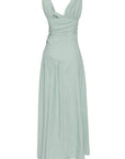 DRESS WITH A GOLD ACCESSORY AND GATHERING DETAILS