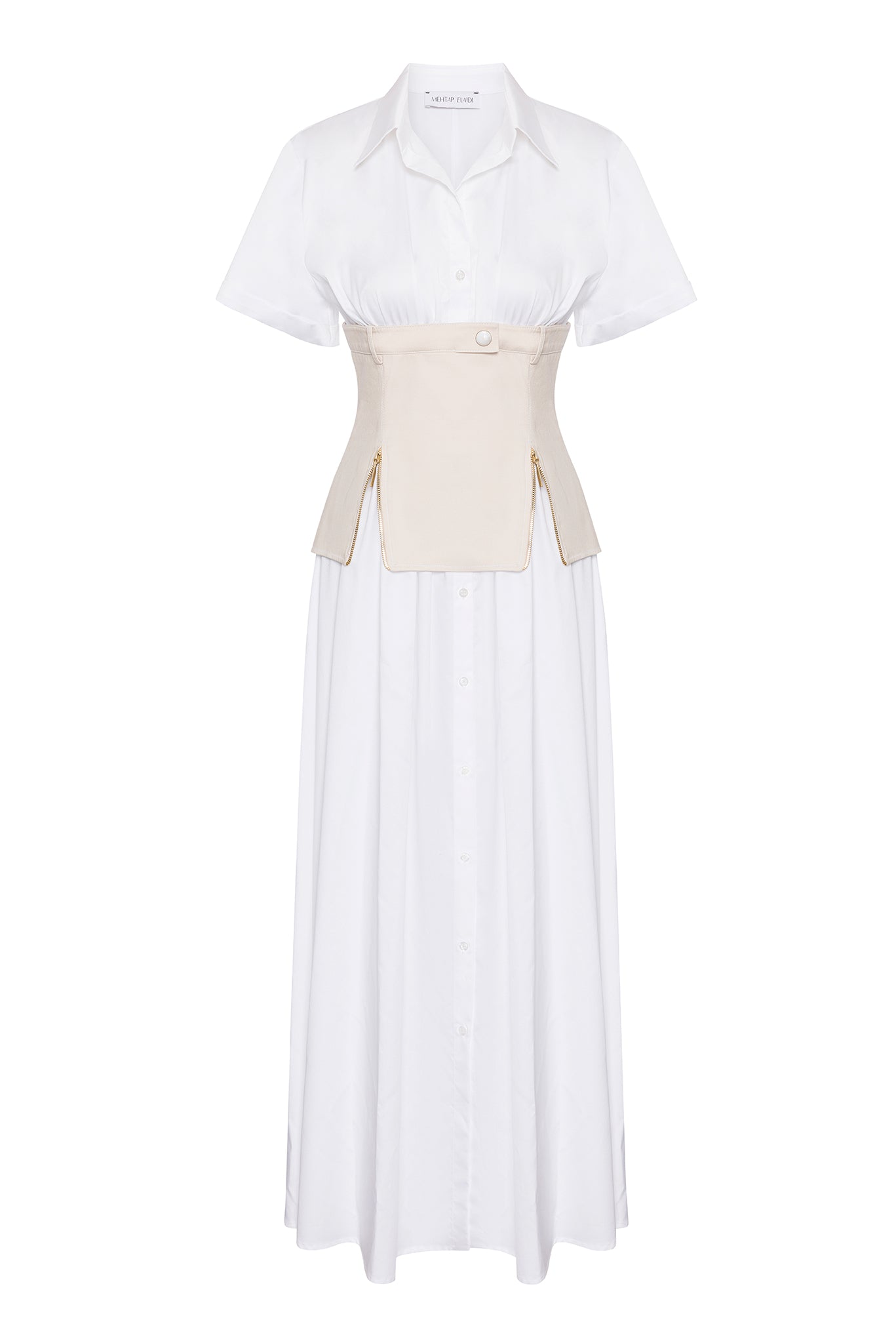 CORSET SHIRTDRESS WITH ZIPPER DETAILS