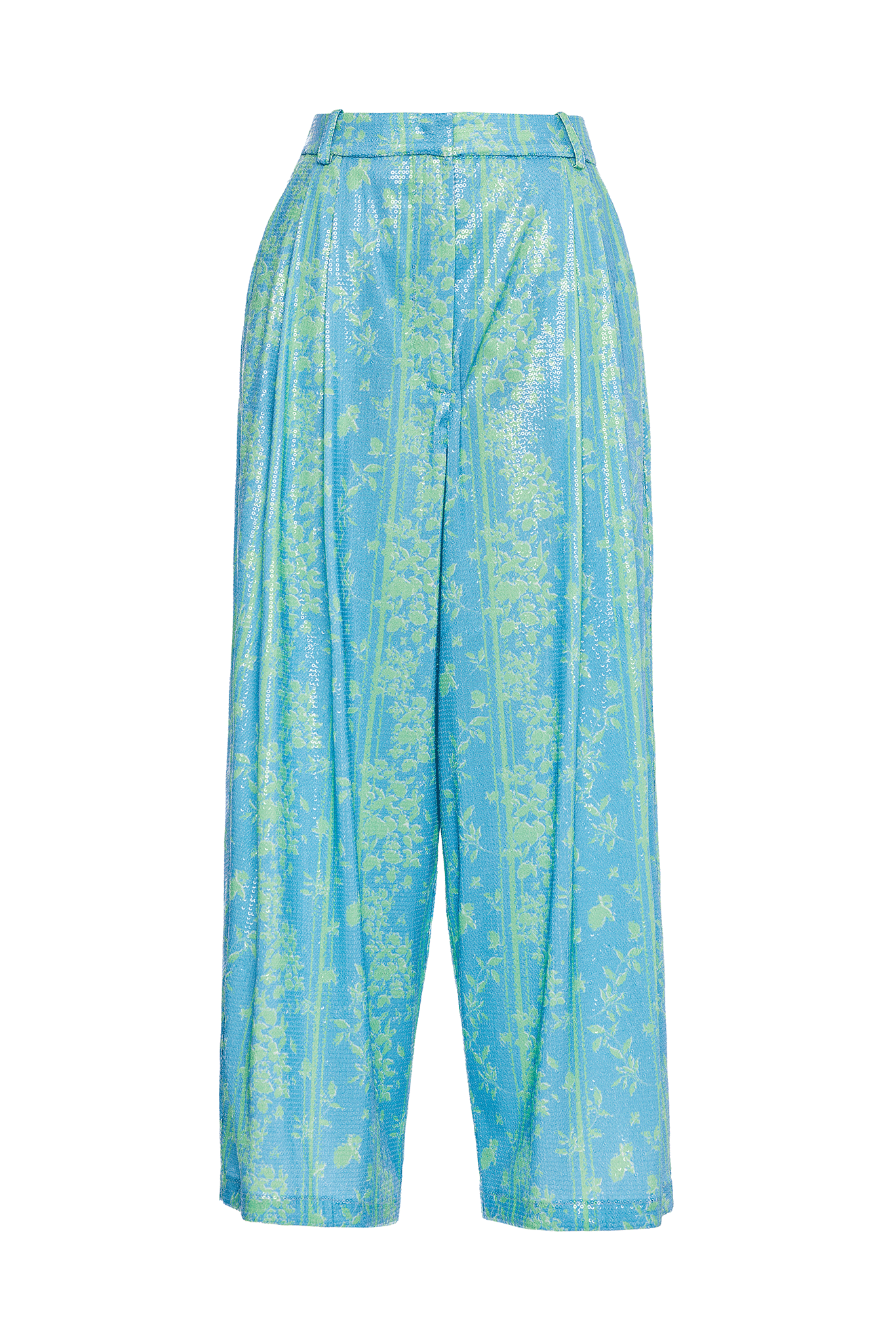 WIDE LEG SEQUIN PANTS WITH PLEATS