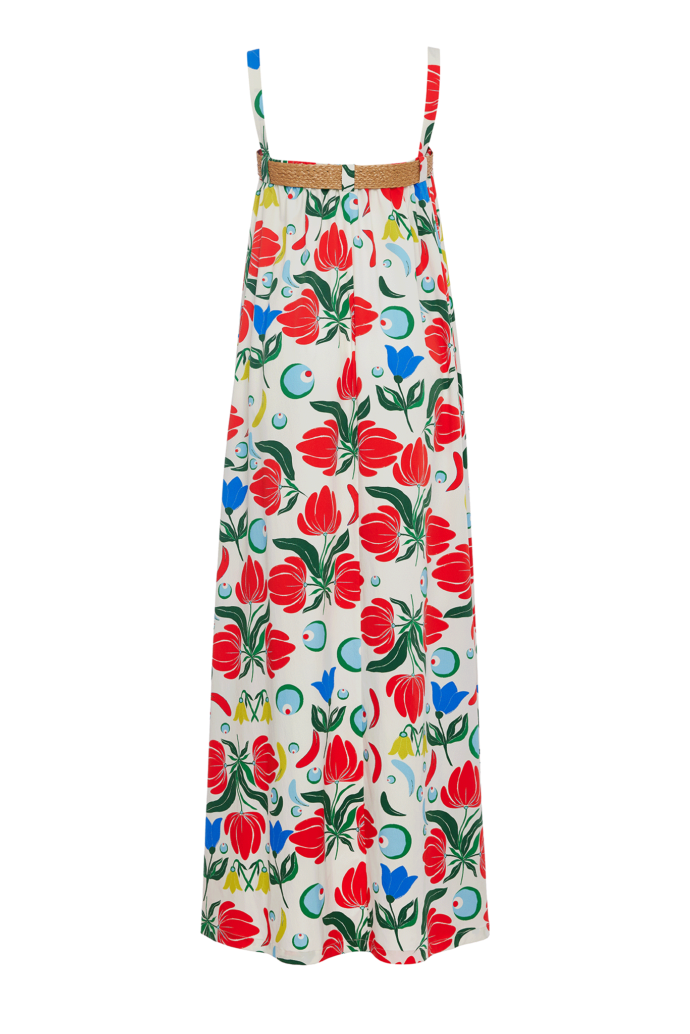 STRAPPY DRESS WITH RATTAN BELT DETAIL