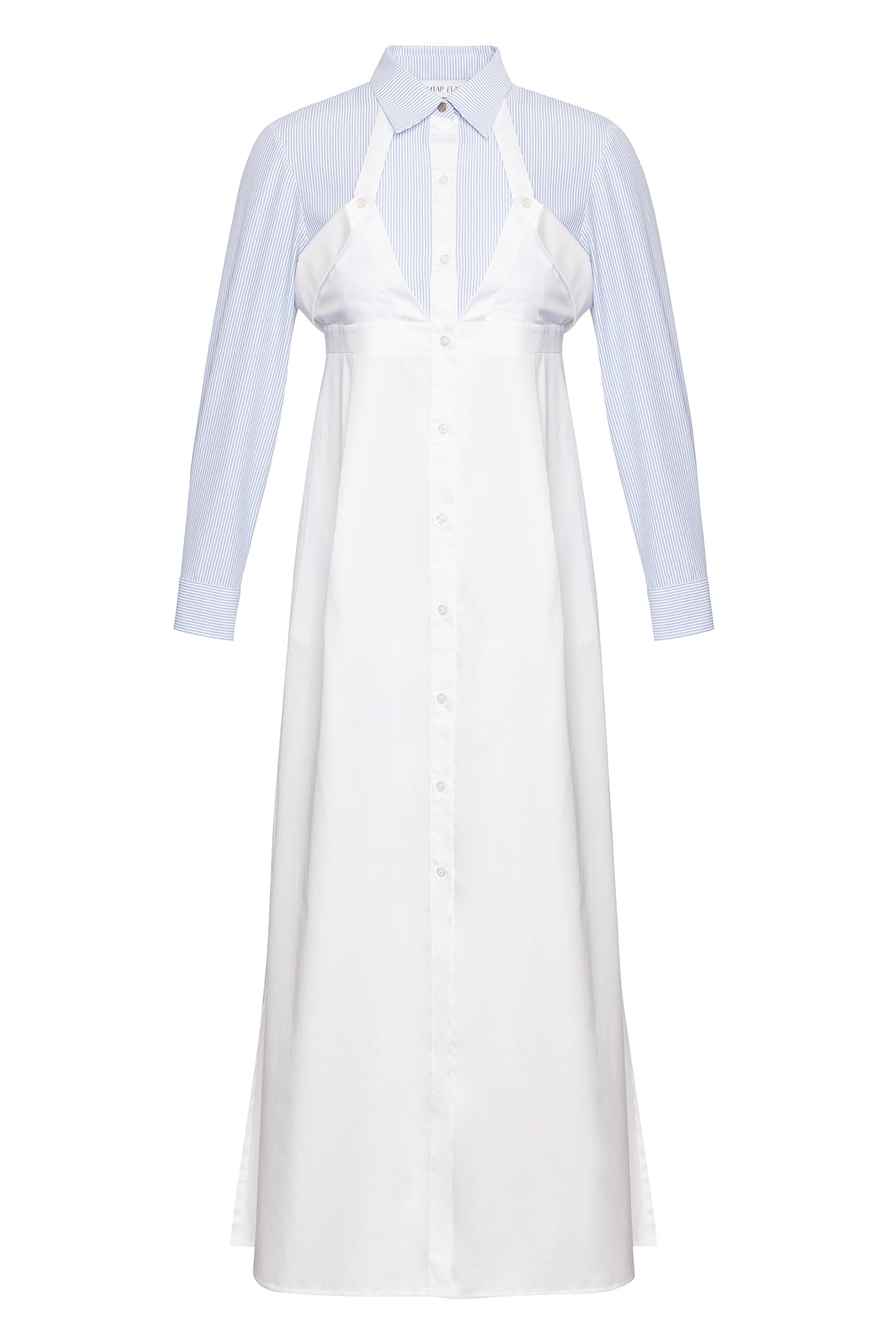 LAYERED MIDI SHIRTDRESS WITH BUTTON UP FASTENINGS