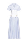 BLUE STRIPED CORSET SHIRTDRESS WITH ZIPPER DETAILS
