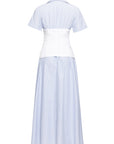 BLUE STRIPED CORSET SHIRTDRESS WITH ZIPPER DETAILS