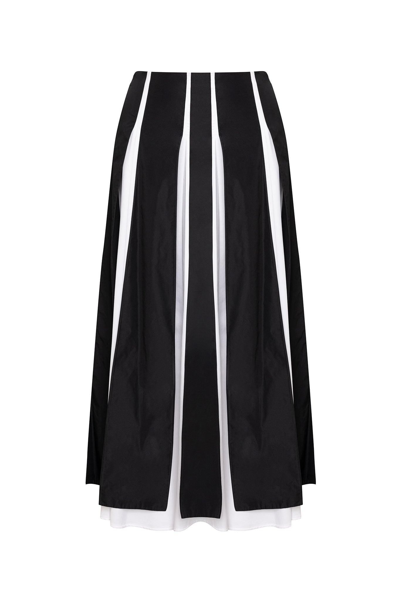 PLEATED SKIRT WITH CONTRAST FABRICS