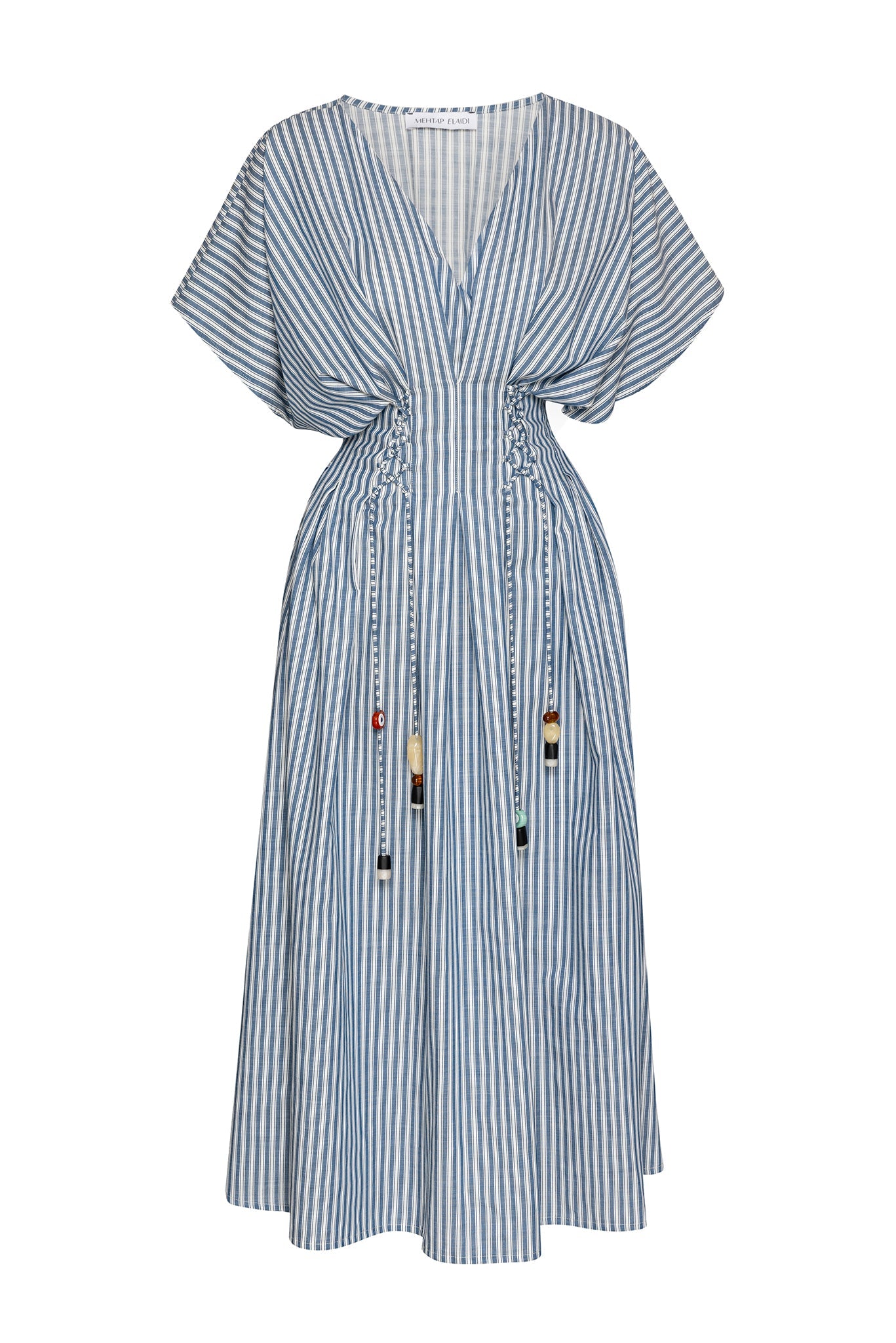 STRIPED DRESS WITH BEADS