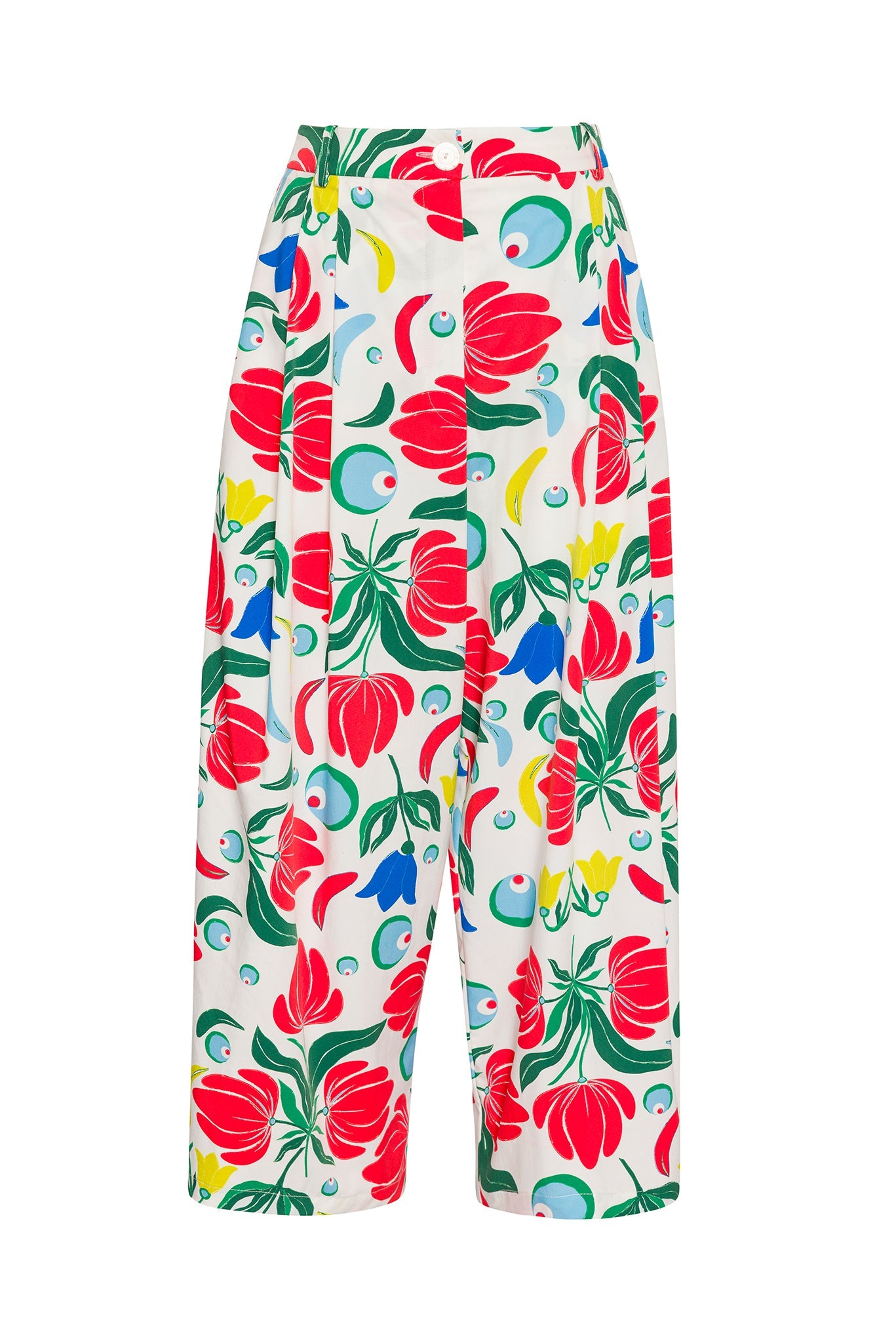 WIDE LEG VERMILION PANTS WITH PLEATS