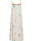 TULIP PRINTED STRAPPY DRESS WITH RATTAN BELT DETAIL